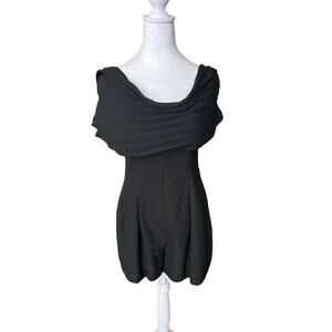 Vintage Emporio Armani Black Romper Play Suit Cowl Neck Draped Mini Size 40 US 8